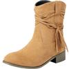 Generico Stivaletti Larghi da Donna con Tacco, Cerniera Laterale, A metà Polpaccio, Stivali Bassi. S Bianche Scarpe Eleganti Invernali Tronchetti Primaverili Boots Estive Tronchetto Primavera