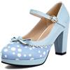 Generisch Scarpe da ballo eleganti da donna, con plateau e tacco alto, con fiocco e tacco a blocco, punta chiusa, Mary Jane, a pois, per matrimoni, Oktoberfest e feste