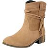 Generico Stivaletti Larghi da Donna con Tacco, Cerniera Laterale, A metà Polpaccio, Stivali Bassi. S Bianche Scarpe Eleganti Invernali Tronchetti Primaverili Boots Estive Tronchetto Primavera