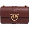 Pinko Love One Classic Borsa a Tracolla in Pelle Ribes | 27 x 16.5 x 7 cm, Tracolla Regolabile, Fibbia Uccelli Dorata, 2 Scomparti, Patta con Borchie
