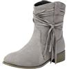 Generico Stivaletti Larghi da Donna con Tacco, Cerniera Laterale, A metà Polpaccio, Stivali Bassi. S Bianche Scarpe Eleganti Invernali Tronchetti Primaverili Boots Estive Tronchetto Primavera