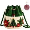 Generico Christmas Crochet Bucket Crossbody Bag, 4 Styles Hand-Knitted Drawstring Shoulder Purse, Women Cute Practical Bucket Bags