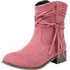 Generico Stivaletti Larghi da Donna con Tacco, Cerniera Laterale, A metà Polpaccio, Stivali Bassi. S Bianche Scarpe Eleganti Invernali Tronchetti Primaverili Boots Estive Tronchetto Primavera