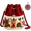 Generico Christmas Crochet Bucket Crossbody Bag, 4 Styles Hand-Knitted Drawstring Shoulder Purse, Women Cute Practical Bucket Bags