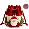Generico Christmas Crochet Bucket Crossbody Bag, 4 Styles Hand-Knitted Drawstring Shoulder Purse, Women Cute Practical Bucket Bags