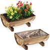 Relaxdays Fioriere in Legno, Set 2 Portavasi per il Balcone e il Davanzale, Vasi Rettangolare per il Giardino, Naturale