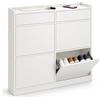 Relaxdays Scarpiera a ribalta, bianca | 4 vani, 2 piani, 8-10 paia, HLP: 95x98x19 cm, slim, antiribaltamento