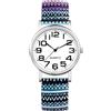 JewelryWe Orologio Analogico Elastico da Donna: Orologio da Polso Boemia Numeri Arabi Grandi Multicolori Idee Regalo Ragazze
