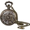 JewelryWe Regalo per la festa del papà, orologio da taschino da uomo, stile retrò, motivo: aereo, gufo, indiano, croce, analogico, al quarzo, con ciondolo, con collana, bronzo, regalo per uomini