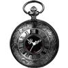JewelryWe Orologio da Tasca a Meccanico Quadrante Hollow con Collana in Lega Argento Vintage Numero Romano