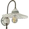 Petra Lux Applique rustica in ceramica con piatto bianco d.25 lavorato a mano filo VERDE con struttura ottonata 1XE27 - 40003PC/1/20
