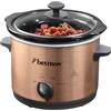 Bestron Slowcooker per 2 persone, pentola in ceramica e coperchio in vetro, termostato a 3 livelli, ideale per molti piatti come carne, zuppe e verdure, 1,5 litri, collezione di rame