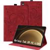 Auslbin Custodia compatibile con Samsung Galaxy Tab S9 FE Plus 12.4" Cover, Pelle Goffrata Farfalla PU con Funzione di Supporto, Tab Cover per Tab S9 FE+/SM-X610, Rosso