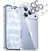 Yohii 5 in 1 Cover per iPhone 18 Pro, Trasparente | 2 Pellicole Vetro Temperato e 2 Protezioni per Fotocamera, Protezione Antiurto Cuscino d'aria integrato, Bumper TPU Custodia