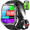 IOWODO Smartwatch Uomo con Torcia LED e Bussola, Batteria 900mAh 30 Giorni | 2.01" Orologio Smartwatch con Chiamate Bluetooth, Monitor della Salute, 100+ Sport, IP68, 2 Cinturini, Android e iOS