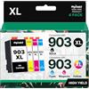 Sqwekd 903 XL Cartucce d'Inchiostro compatibili per HP 903 903XL per HP OfficeJet 6950, OfficeJet Pro 6960, OfficeJet Pro 6970 Stampante All-in-One (Nero, Ciano, Giallo, Magenta, 4-Pack)