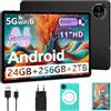 Dghrti Tablet Android 15, 11 Pollici Tablet per Bambini, 24 GB+256 GB/2 TB, Octa-Core, Gemini AI/Widevine L1, 8000 mAh, 13 MP+5 MP, Tablet PC Grandi Dimensioni con Custodia Protettiva in Silicone EVA-Grigio