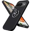AIOVETEAB Cover per Google Pixel 9 Pro/Google Pixel 9, Custodia Antiurto Militare Supporto Anello Robusta TPU Silicone Bumper Case Custodie per Pixel 9/9 Pro, Nero