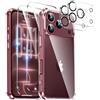 Yohii 5 in 1 Cover per iPhone 18 Pro Max, Trasparente | 2 Pellicole Vetro Temperato e 2 Protezioni per Fotocamera, Protezione Antiurto Cuscino d'aria integrato, Bumper TPU Custodia