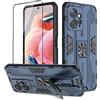 Btstring Cover per Xiaomi Redmi Note 12 4g con Pellicola Protettiva, Militare Custodia con Stand Supporto Bumper Antiurto Case, TPU+PC Dual Layer Custodia- Blu