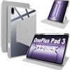 Lemxiee Cover per OnePlus Pad 3 Case,Custodia in pelle PU + Acrilico trasparente per supporto rotante & Slot per penna
