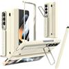 BAILI Custodia per Samsung Galaxy Z Fold3 con penna stilo, Pellicola protettiva per lo schermo, supporto, cinturino elastico da polso, Slot SPen Cover per Samsung Fold 3-Albicocca