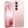 FLLAO Opaca Cover Compatibile con Samsung Galaxy S26 5G con 2 Vetro Temperato, [Della Fotocamera Protezione] Anticaduta Antiurto Anti-Graffio Anti-Impronte Hard PC Glassata Custodia Rosa