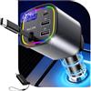 AGEMANY Caricatore Auto USBC 4in1 78W Rapido Accendisigari Auto con Cavo Retrattile | Accendisigari USB Caricatore telefono auto con Luce RGB e Voltage monitoring per iPhone Android, Accessori Auto 12V/24V