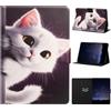 Generico DayQiQiPu Custodia per Huawei MediaPad M5 Lite BAH2-W19, BAH2-L09 (10,1 Pollici) Portafoglio con Caso a ribalta in Pelle PU Sottile Cover intelligente con Auto Wake/Sleep Motivo Gatto Bianco 02