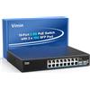 VIMIN Switch PoE 2.5G da 16 porte non gestito + 2x SFP 10G, IEEE802.3af/at @250W | Switch PoE 2.5Gb Base-T da 16 porte, switch Power over Ethernet 2.5G per AP WiFi6, NAS, telecamera IP, NAS, senza ventola