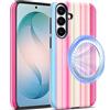 Mkej Cover Magnetica Compatibile con Samsung Galaxy S26 FE 5G, Design Aesthetic a Arcobaleno Righe, Custodia Opaca PC+TPU 2 in 1 Antigraffio Antiurto per Donne e Ragazze, Multicolore