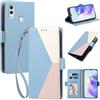 Generico DayQiQiPu Custodia per Honor 10 Lite (6,21 Pollici) Cover in Pelle PU con Colori Dopamina Custodia a Portafoglio Ribaltabile Antiurto Caso con Cinturino da Polso, Celeste