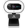 NexiGo StreamCam N930E, 1080P Streaming Webcam per PC con anello luce e copertura privacy, Microfono Stereo, Auto-Focus, Plug and Play, Web Camera per Zoom Meeting Skype Teams