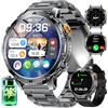LIGE GPS Smartwatch Uomo Militare, Batteria 1400mAh, Display HD 1,7, Torcia LED, Chiamate Bluetooth, 110+ Modalità Sportive, IP68 Waterproof, Smart Watch for Android iOS, 2 Cinturini, Nero