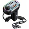 LAIVIYA Adattatore Bluetooth per Auto Accendisigari,Caricatore USB da Auto | Plug&Play,Adattatore Musicale Radio Wireless,Display LED Accendisigari con 7 Luce,Car Kit Chiamate Vivavoce & Supporto Siri