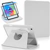 Koze Custodia A16 iPad per 11ª/10ª Generazione 11 Pollici con Alloggiamento Penna Schienale Acrilico Trasparente Rotante e Supporto Multiangolo in Pelle PU per Disegno Ufficio Studio Grigio Chiaro