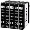Veson 16XL 16 XL Cartucce d'inchiostro Compatibili Nero per Epson WorkForce WF-2510 WF-2520 WF-2530 WF-2540 WF-2630 WF-2650 WF-2660 WF-2750 WF-2760 (5 Nero)