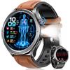 Davesin Orologio Smartwatch Uomo con ECG+HRV+AI GPT e Torcia LED, Marrone | 24H Pressione Sanguigna/Frequenza Cardiaca/SpO2/Sonno, 1.53 AMOLED, 120+ Modalità Sportive, Impermeabilità 5ATM, Android iOS