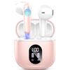 Drsaec Cuffie Bluetooth, 2025 Auricolari Bluetooth 5.3 con Stereo HiFi, Cuffie Wireless in-ear con 4 ENC Mic, Cuffiette Bluetooth Sport 50H LED Display Mini Cuffie Senza Fili IP7 Impermeabili Earbuds Rosa