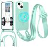 GoodcAcy Cover Magnetica Silicone per iPhone 13 Mini con Cordino,Green | custodia Compatibile con MagSafe,Custodia con Laccio Collana Tracolla Collo Sottile TPU Antiurto Protettiva Case con Corda