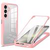 YUXING Cover per Samsung Galaxy A18/A17 5G, 360 Gradi Antiurto | Protezione dello Schermo Integrata, Protezione Integrale, TPU+PC, Retro Trasparente, Bordi Rialzati, Antigraffio-Rosa