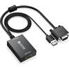 eSynic Convertitore VGA a HDMI con USB Audio Supporta 1080P, Adattatore Analogico a Digitale con Cavo VGA 30cm e Cavo USB 1M a HDMI Video Audio 2CH, Connettore Placcato Oro per PC HDTV Proiettore