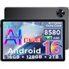 DOOGEETab U11 Android 16 Tablet 11 Pollici Gemini AI, 8580mAh,Unisoc T7200 Octa-Core, 16GB RAM +128GB ROM (2TB TF), 13MP+5MP Gaming Tablet PC WIFI 5/ GMS/ WidevineL1/GPS/Face ID/OTG/ 3.5mm Audio, Nero