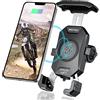 iMESTOU Motociclo Caricatore per Cellulare Senza Fili Qi 15W Caricatore Mobile per Moto USB C 3.0A con Base a Sfera in Alluminio per Manubrio Rotazione a 360° Ricarica Rapida per Cellulari da 4-7"