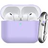 Nemteur Custodia per AirPods Pro 3 2025 con Moschettone,Lavanda | Case Protettiva in Silicone per Air Pods Pro 3 Cover in Silicone Visibile a LED Frontale