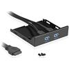 Bolwins E09CS - Pannello frontale USB 3.0 da 3,5 pollici, 2 porte, USB 3.0, presa di montaggio su scheda madre, cavo a 20 pin, con viti