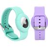 WALLFID Confezione da 2 braccialetti compatibili con Apple AirTag, regolabile morbido, per Smartwatch, bambini, anziani(Viola&verde menta)
