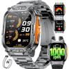LIGE Smartwatch Uomo, 1000 mAh, Ampio Display HD da 2,01, Smartwatch Militare con Torcia LED, Chiamate Bluetooth, Frequenza Cardiaca e SpO2, 120+ Modalità Sportive, IP68, Android & iOS