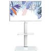 FITUEYES Supporto TV da Terra per 32-60 Pollici, Supporto TV da Pavimento con Ripiano Regolabile, Altezza Regolabile, Portata Max.30 kg, VESA Max. 600 x 400 mm, Bianco