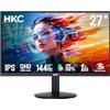 HKC V2718QS 27 Pollici Monitor Gaming QHD 2560x1440 IPS 144Hz 1ms MPRT HDR10, 99% sRGB, Monitor PC HDMI 2.0 DisplayPort 1.4, VESA 100x100, Schermo Gaming per PC e Console